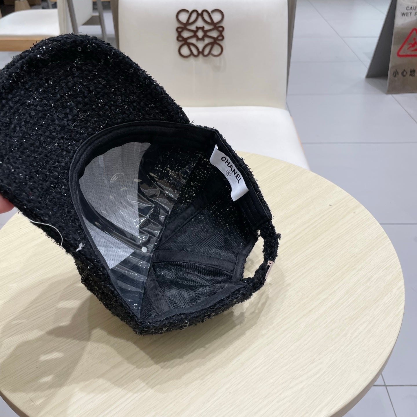 Chanel Baseball Cap With Heavy Pearl Black in Cloth 192120