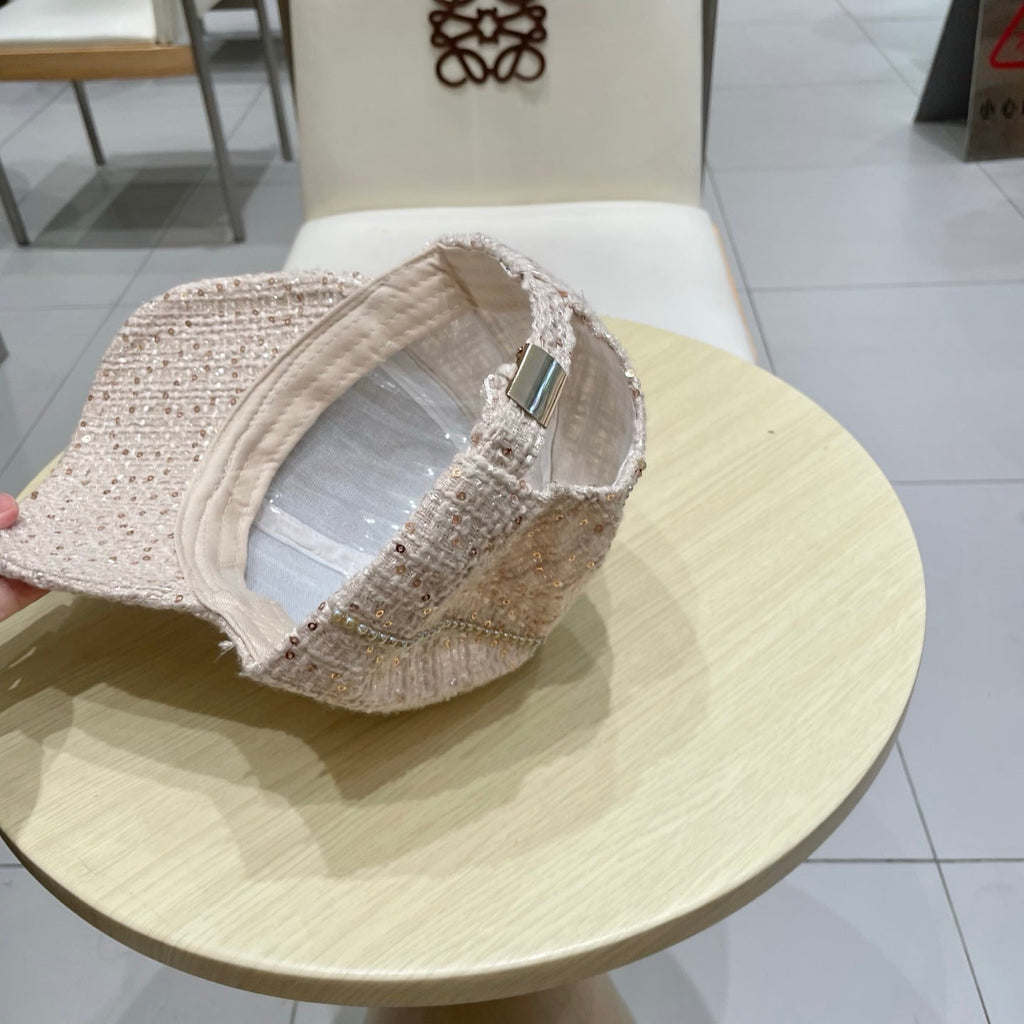 Chanel Baseball Cap With Heavy Pearl Light Pink in Cloth 192118