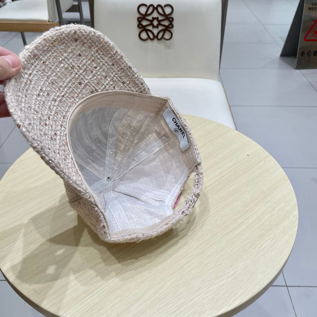 Chanel Baseball Cap With Heavy Pearl Light Pink in Cloth 192118