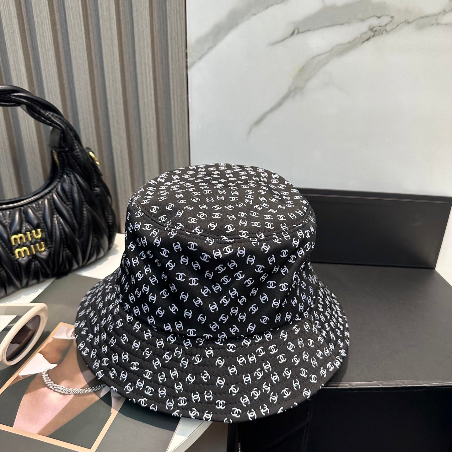 Chanel Bucket Hat Black in Cloth 192001