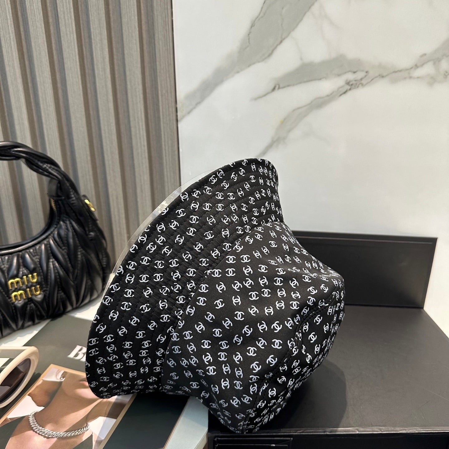 Chanel Bucket Hat Black in Cloth 192001