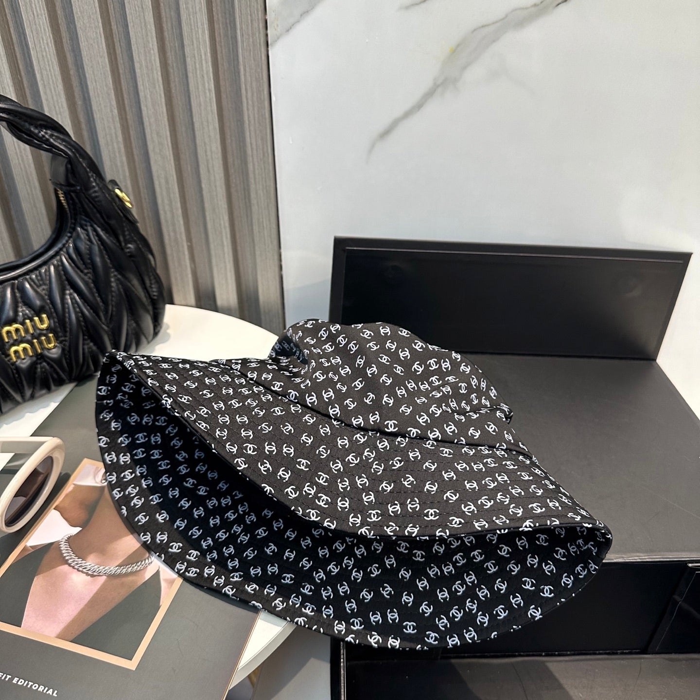 Chanel Bucket Hat Black in Cloth 192001