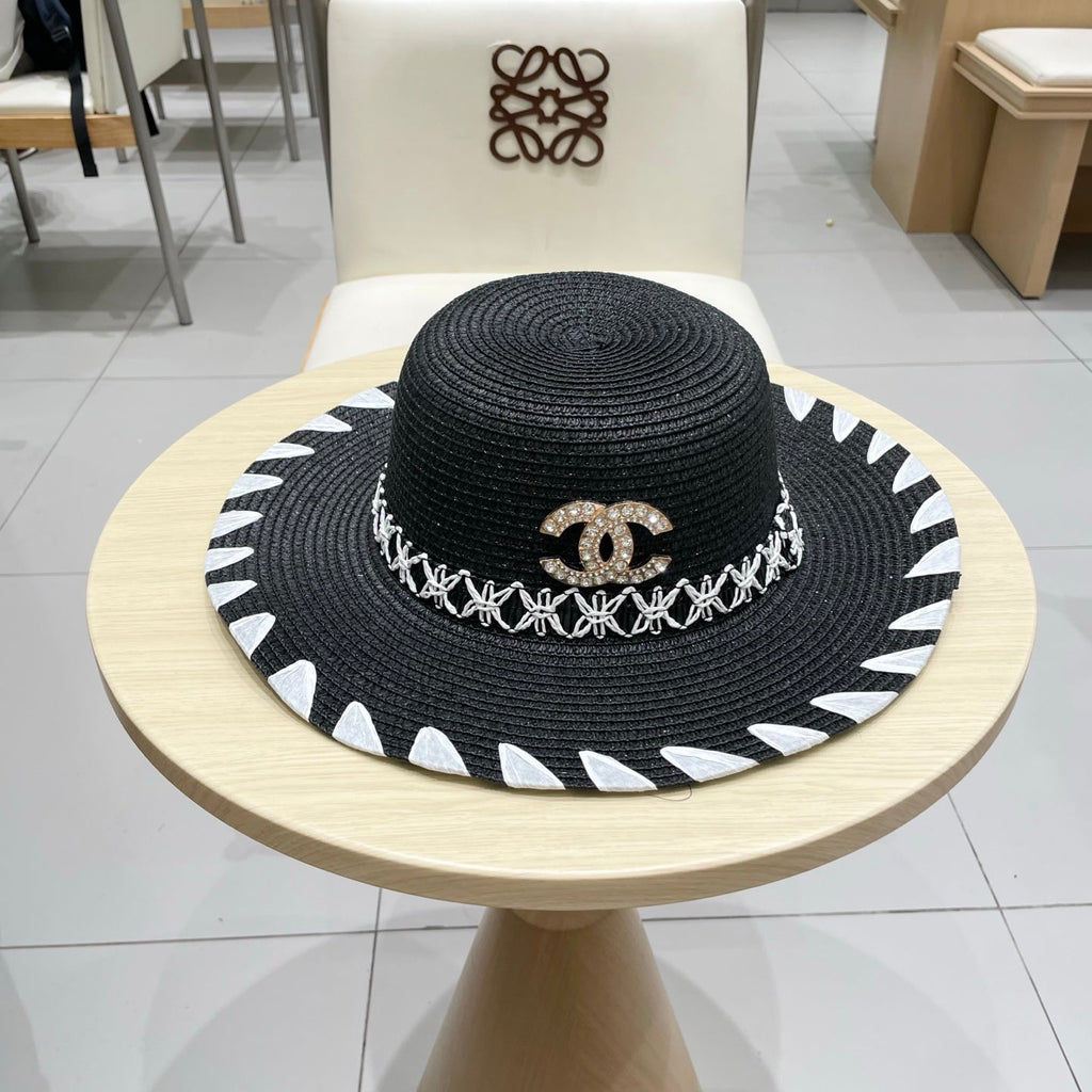 Chanel 25 Black Straw Hat 197913