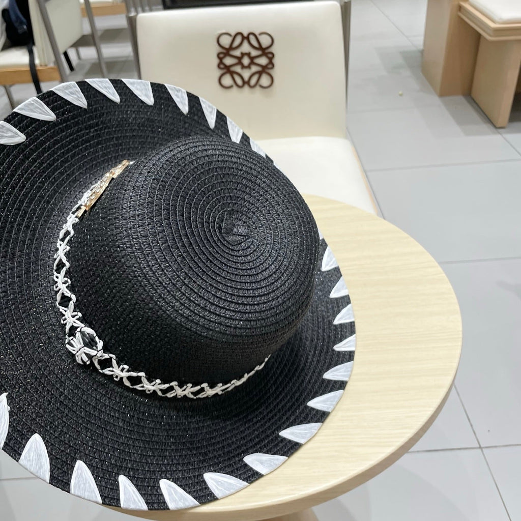 Chanel 25 Black Straw Hat 197913