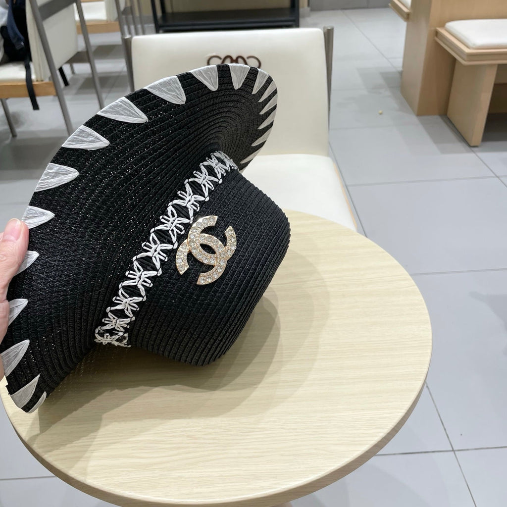 Chanel 25 Black Straw Hat 197913