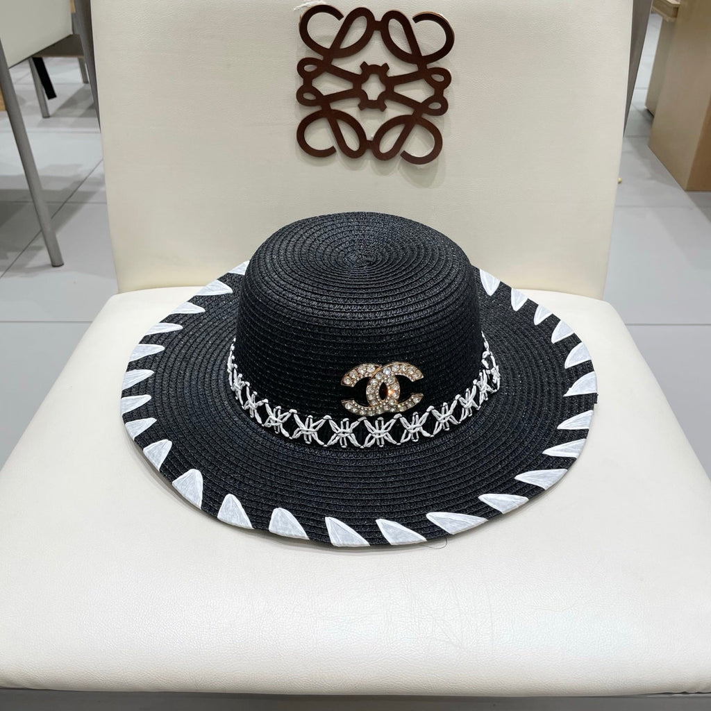 Chanel 25 Black Straw Hat 197913