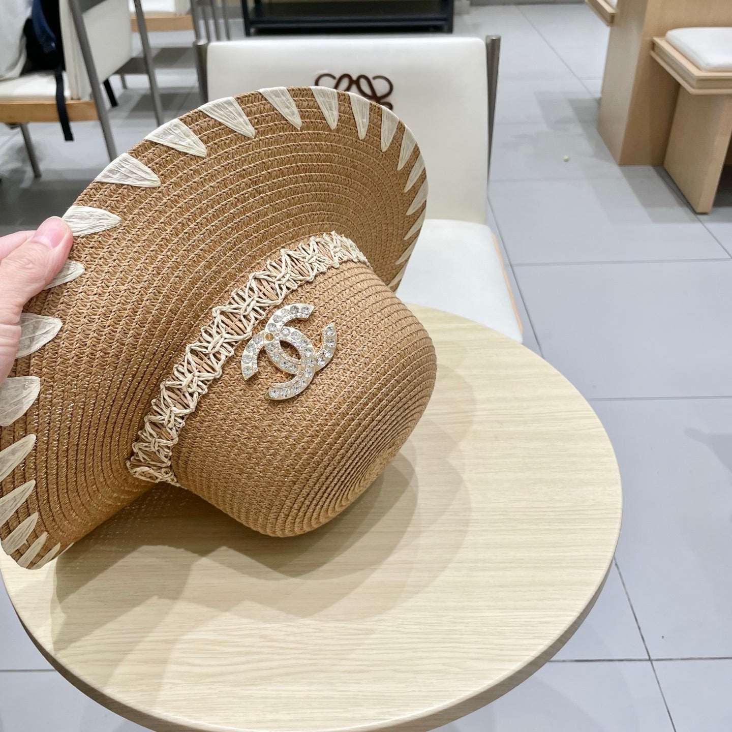 Chanel 25 Beige Straw Hat 197912