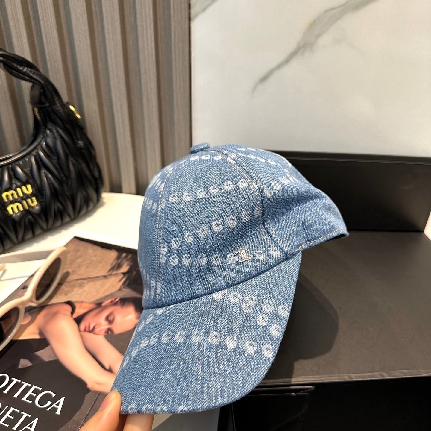 Chanel Baseball Cap Light Blue in Denim 197872
