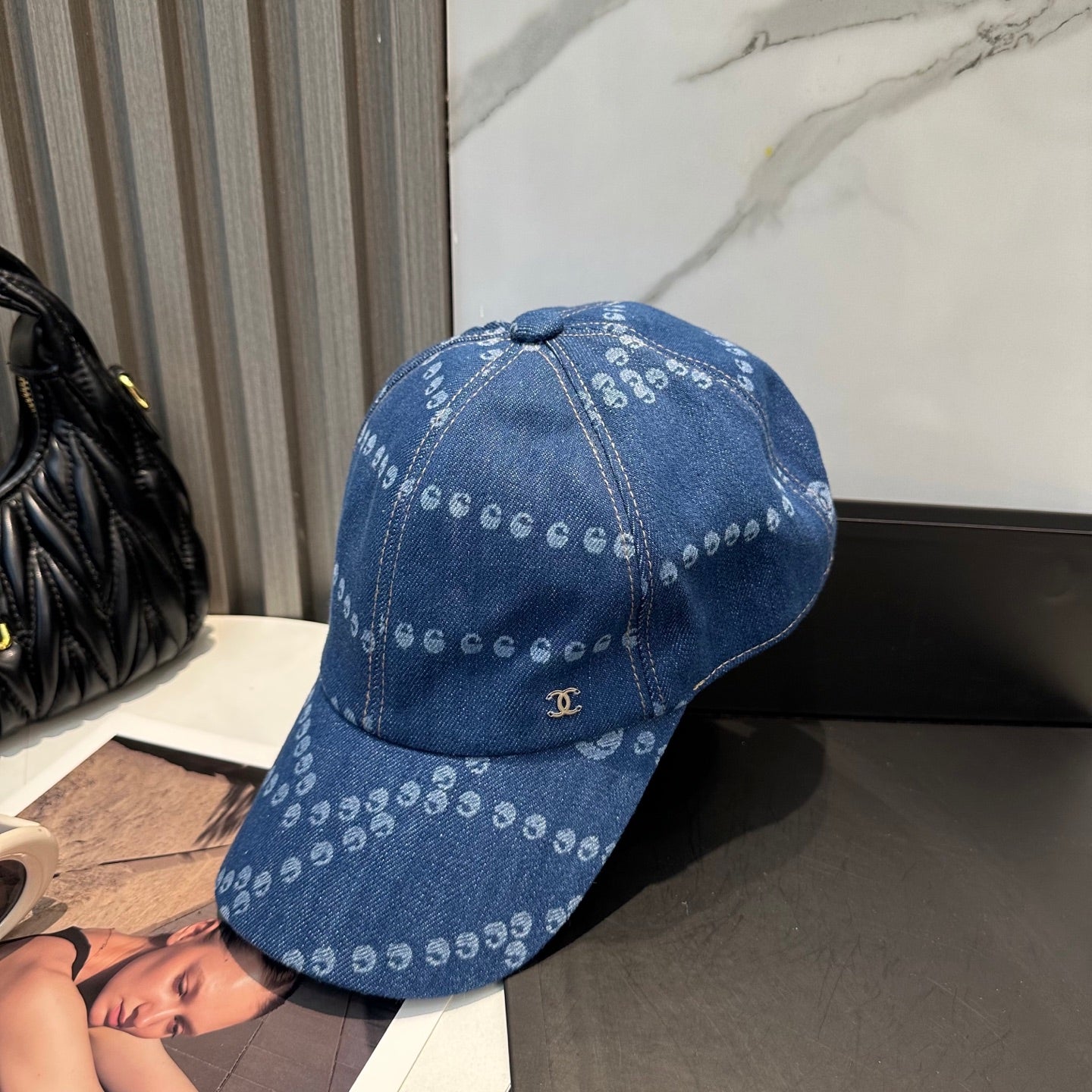 Chanel Baseball Cap Dark Blue in Denim 197871