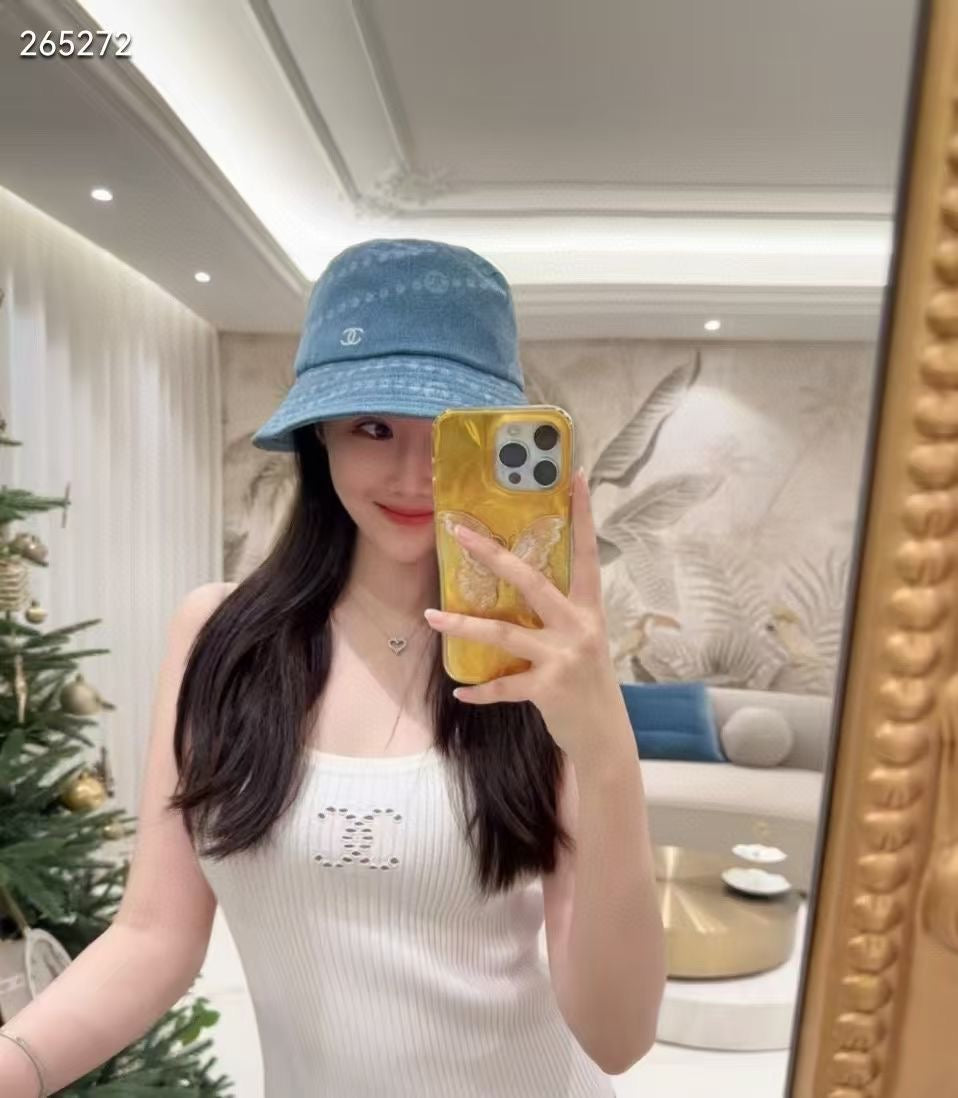 Chanel Bucket hat Light Blue in Denim 197870