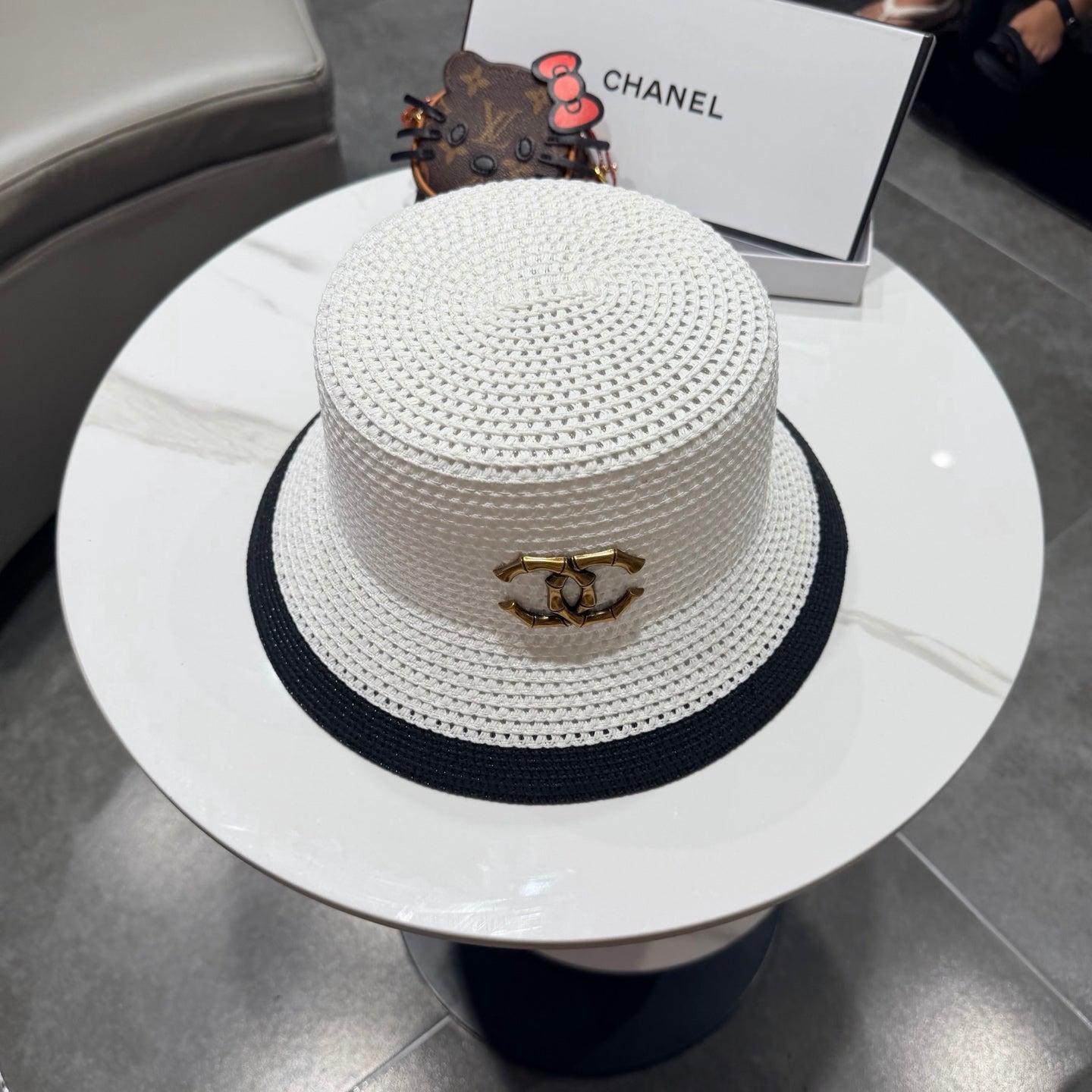 Chanel 26 Bucket Hat White in Straw 197775