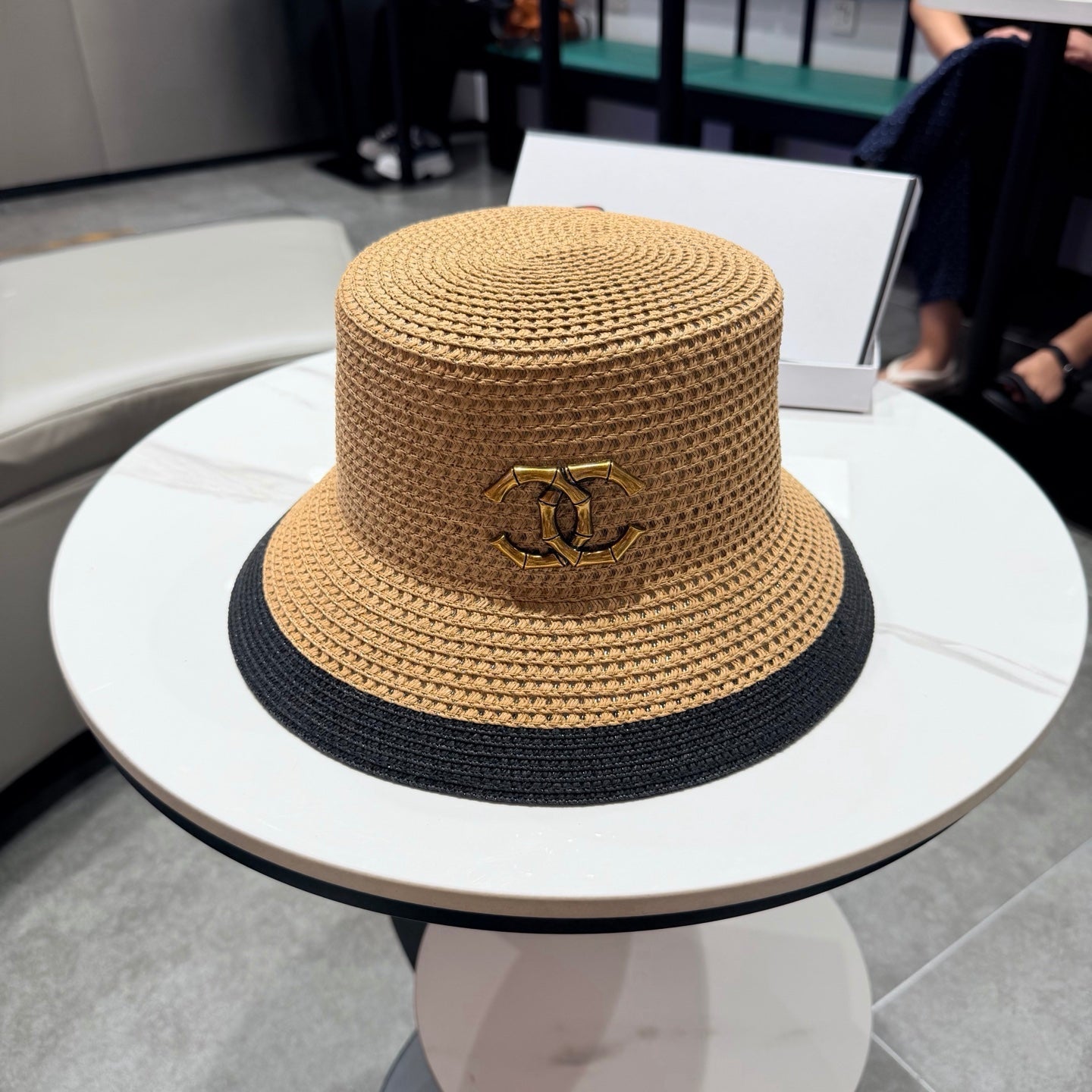 Chanel 26 Bucket Hat Camel in Straw 197774