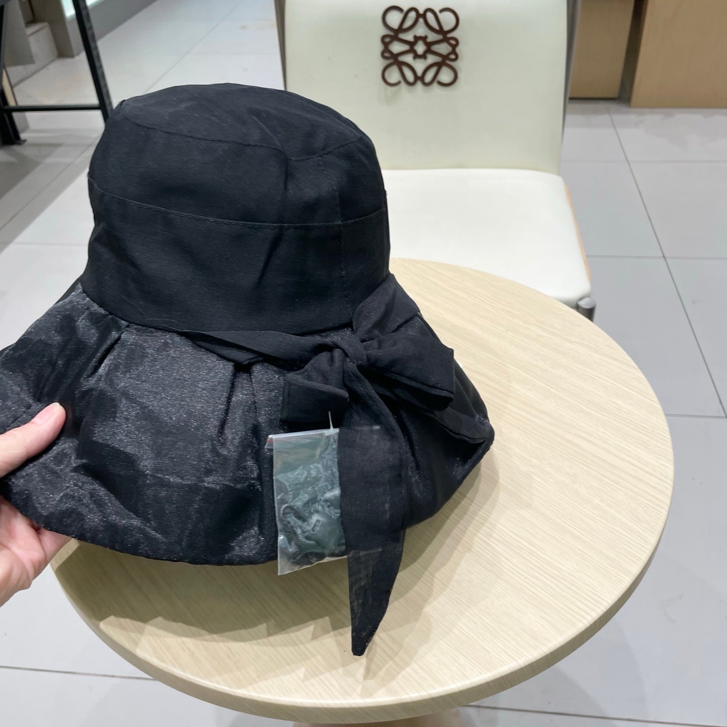 Chanel Bow-tie Bucket Hat Black in Cloth 197804