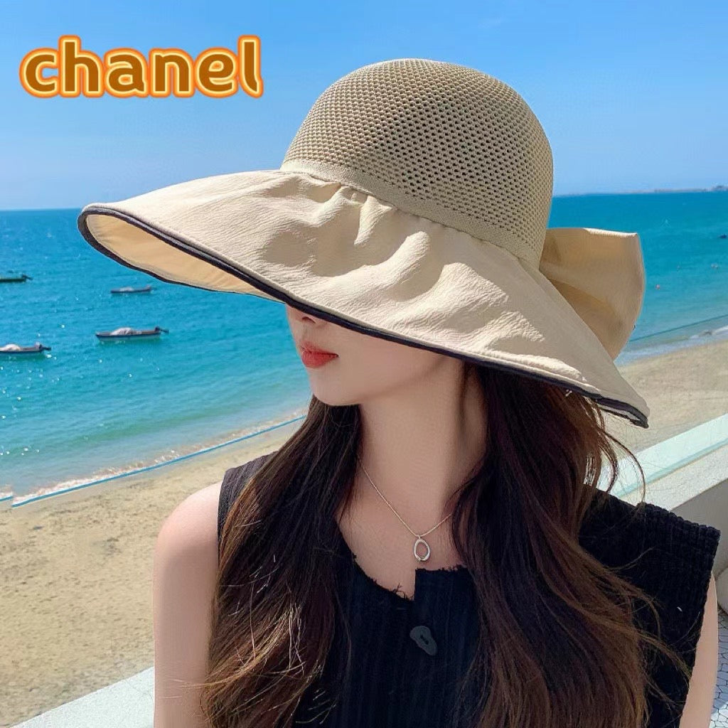 Chanel Wide-brimmed Fisherman Hat Cream in Cloth 197793
