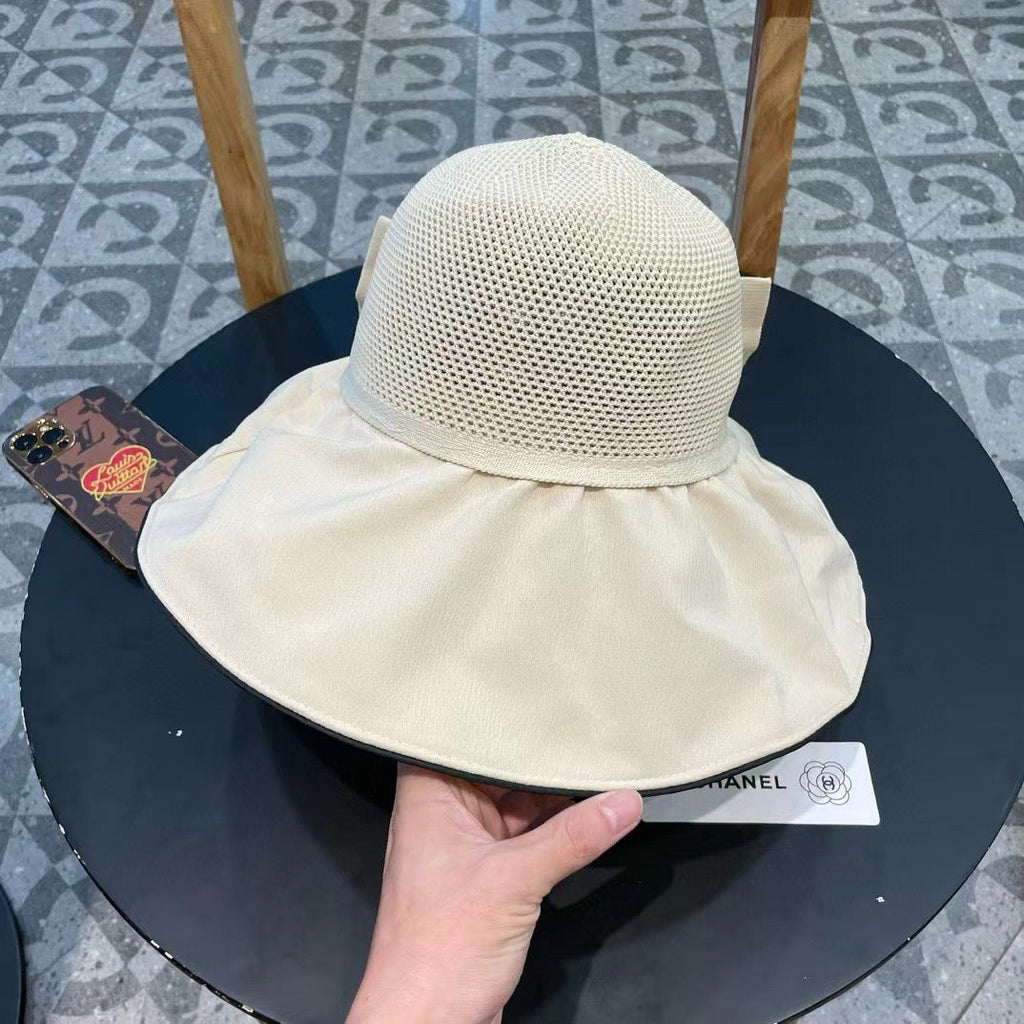 Chanel Wide-brimmed Fisherman Hat Cream in Cloth 197793