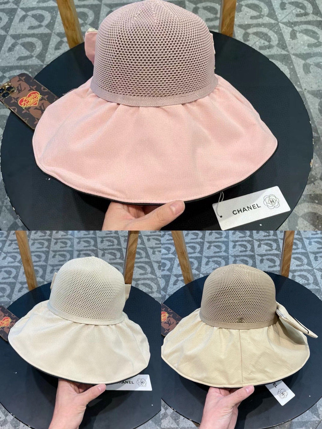 Chanel Wide-brimmed Fisherman Hat Cream in Cloth 197793