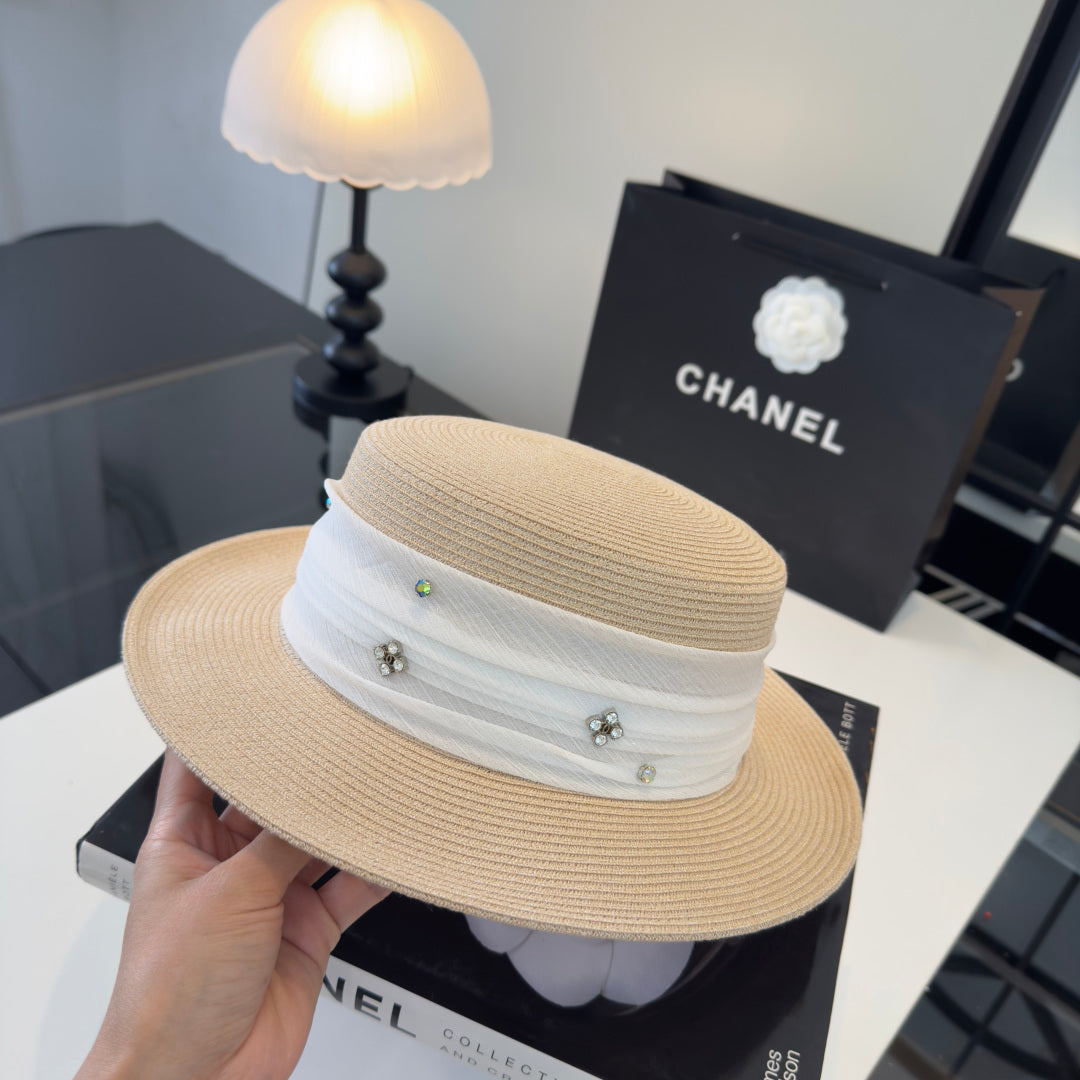 Chanel Wide Brim Hat Beige in Mesh 197605