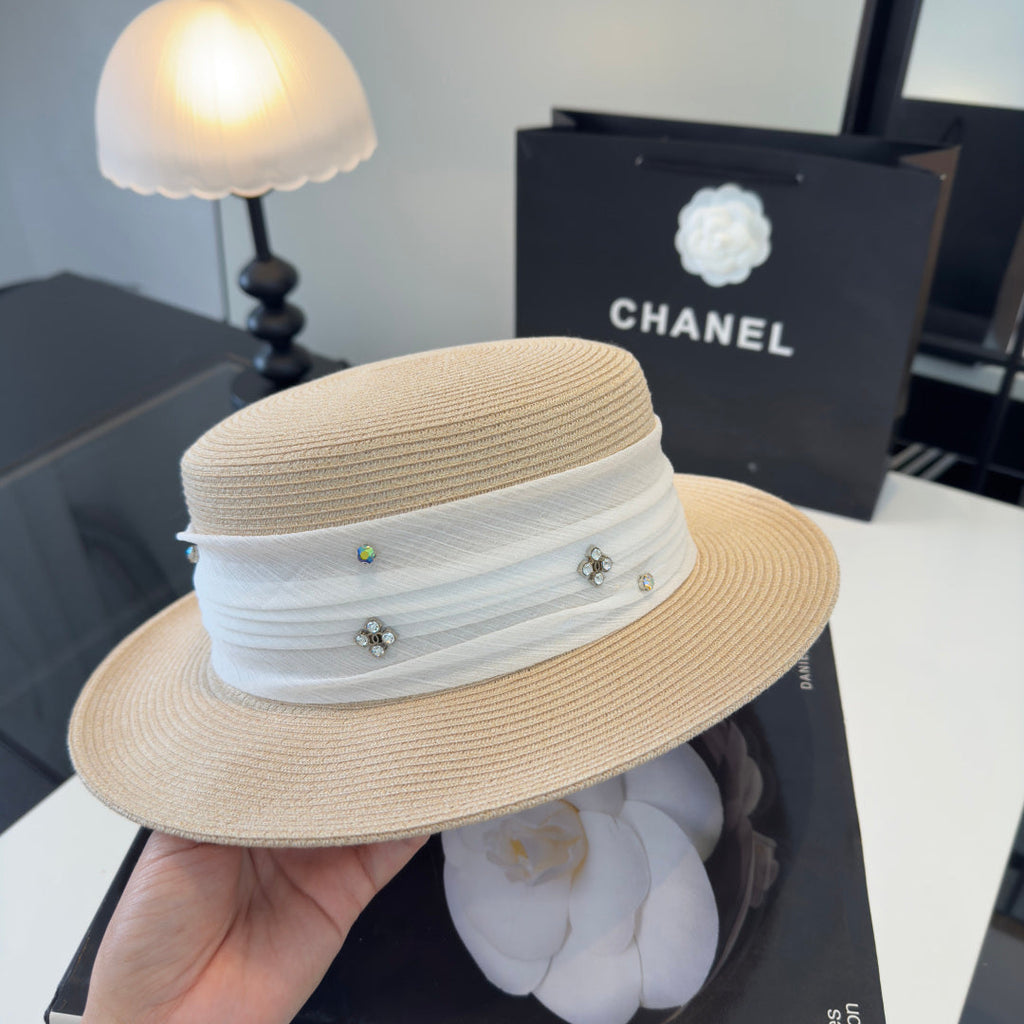 Chanel Wide Brim Hat Beige in Mesh 197605