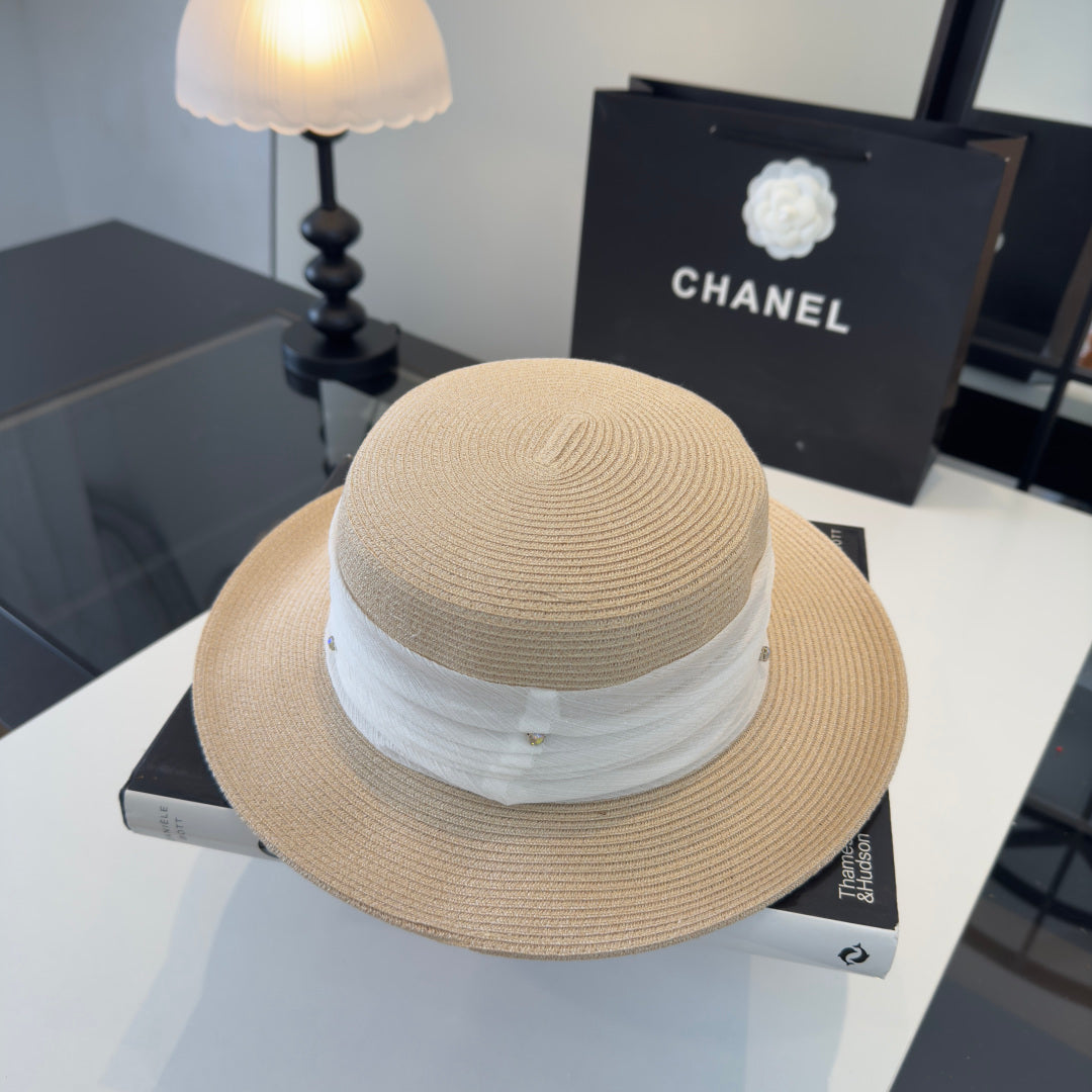 Chanel Wide Brim Hat Beige in Mesh 197605