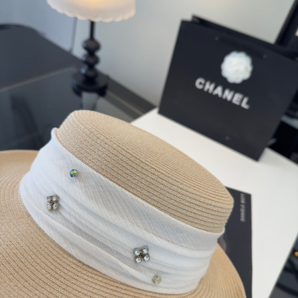 Chanel Wide Brim Hat Beige in Mesh 197605