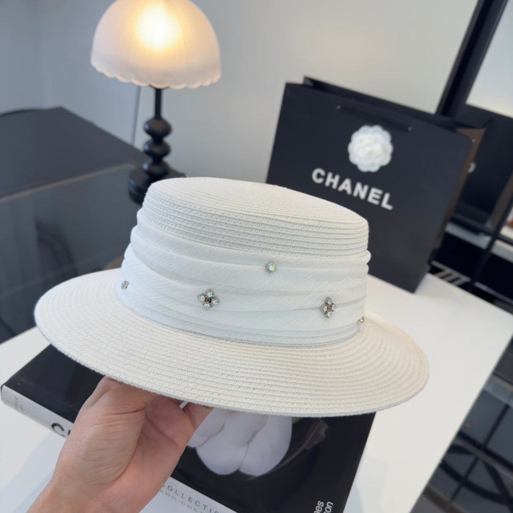Chanel Wide Brim Hat White in Mesh 197604