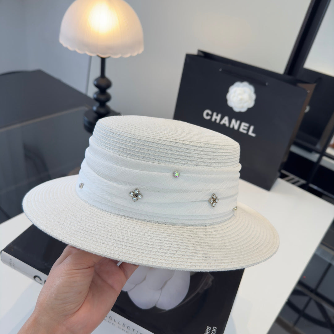 Chanel Wide Brim Hat White in Mesh 197604