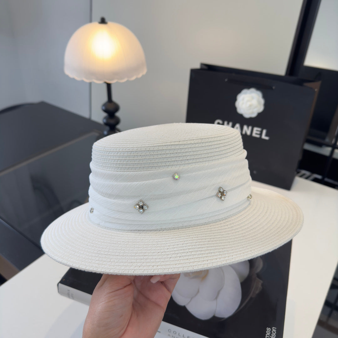 Chanel Wide Brim Hat White in Mesh 197604