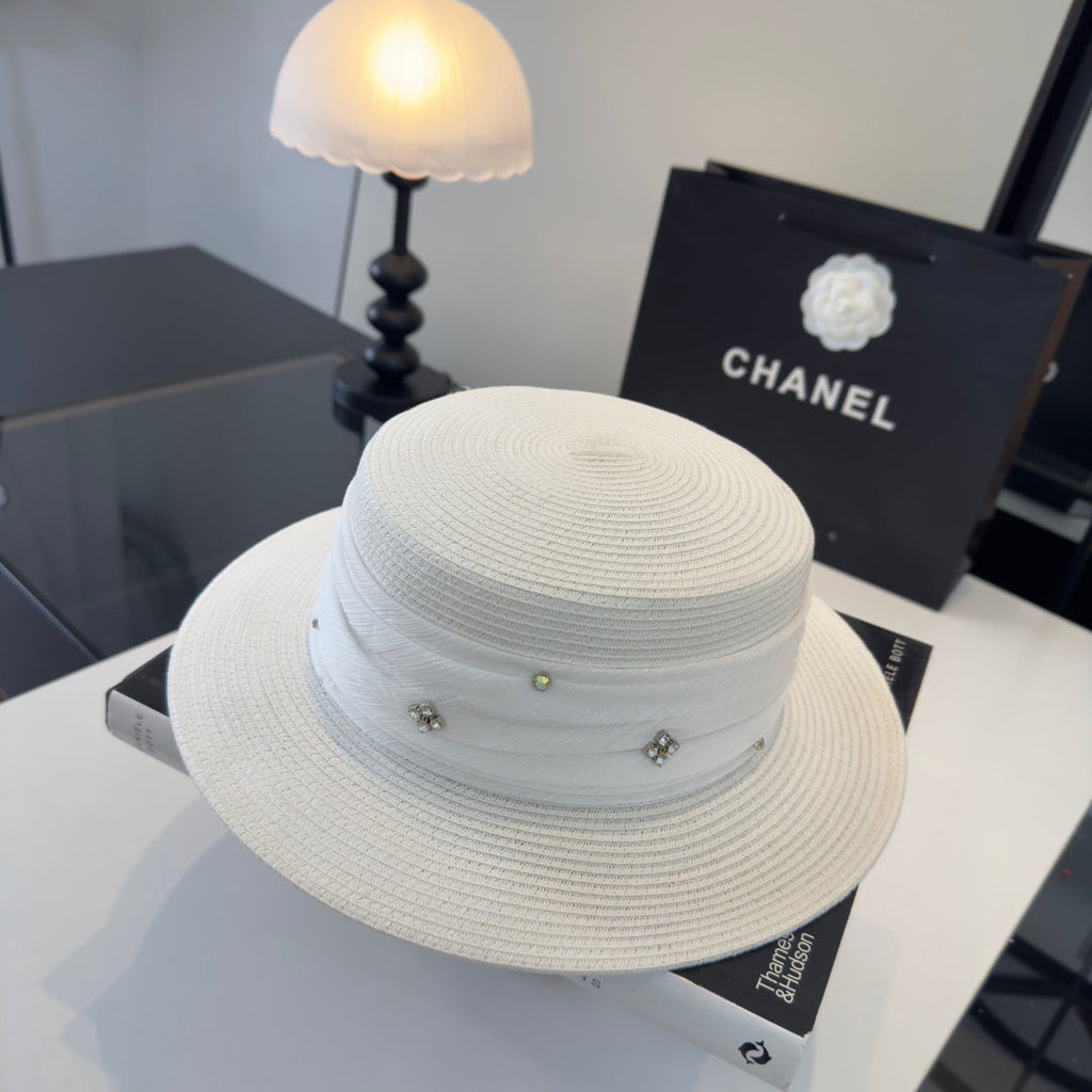 Chanel Wide Brim Hat White in Mesh 197604