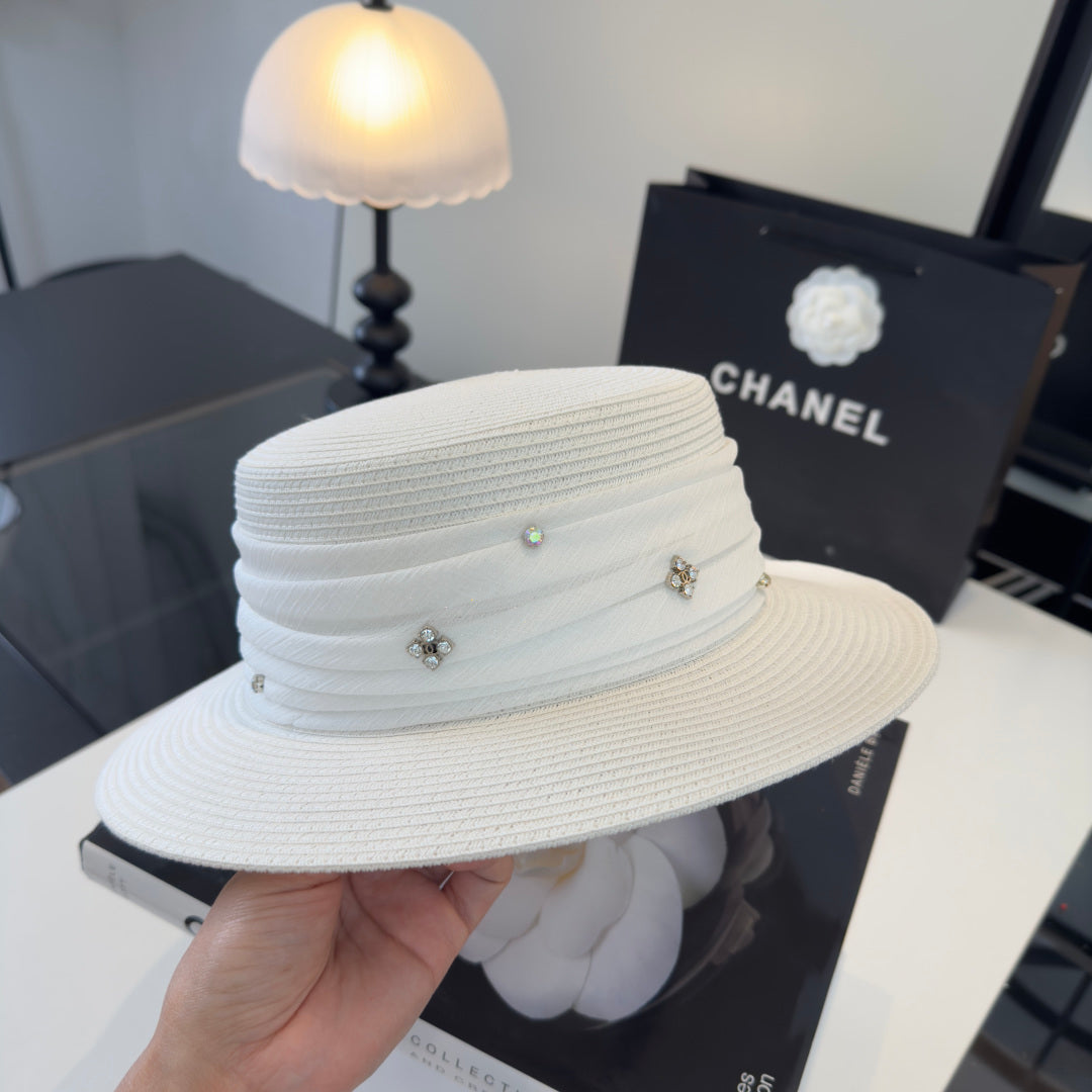 Chanel Wide Brim Hat White in Mesh 197604