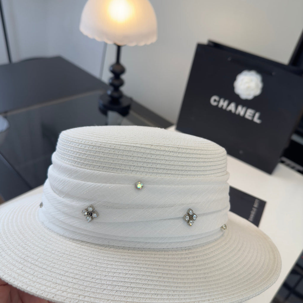 Chanel Wide Brim Hat White in Mesh 197604