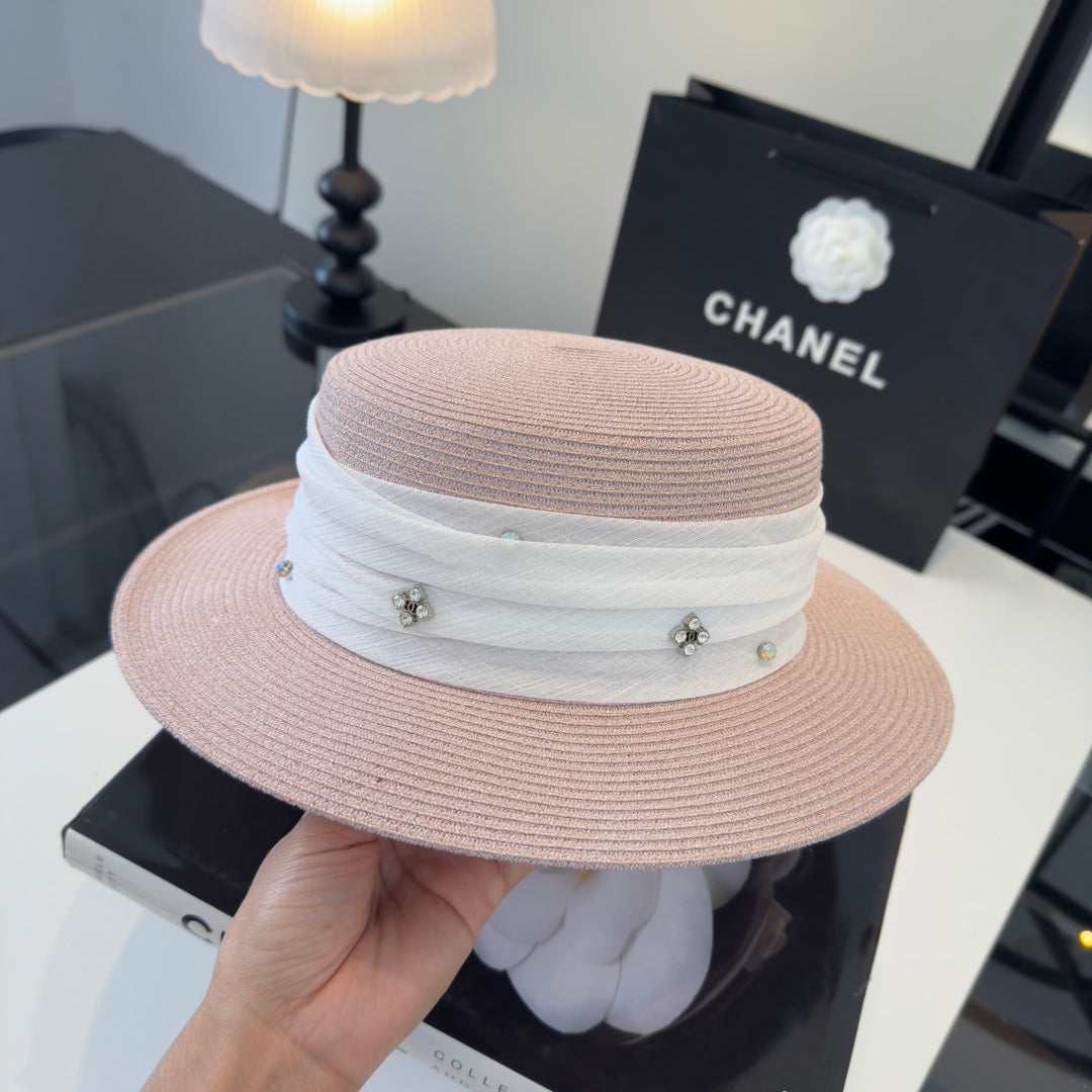 Chanel Wide Brim Hat Pink in Mesh 197603
