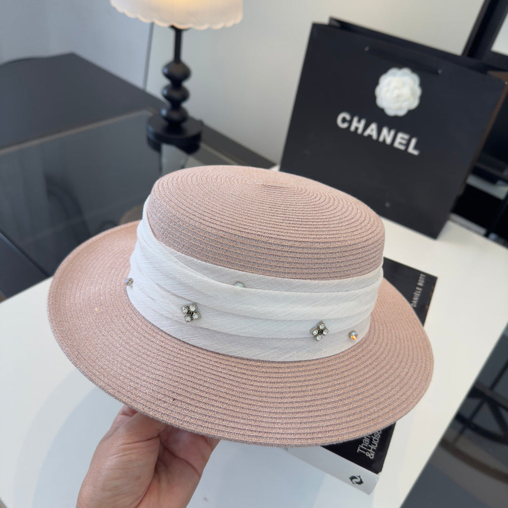 Chanel Wide Brim Hat Pink in Mesh 197603