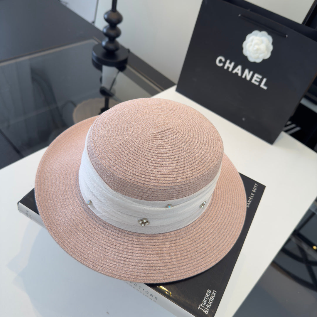Chanel Wide Brim Hat Pink in Mesh 197603