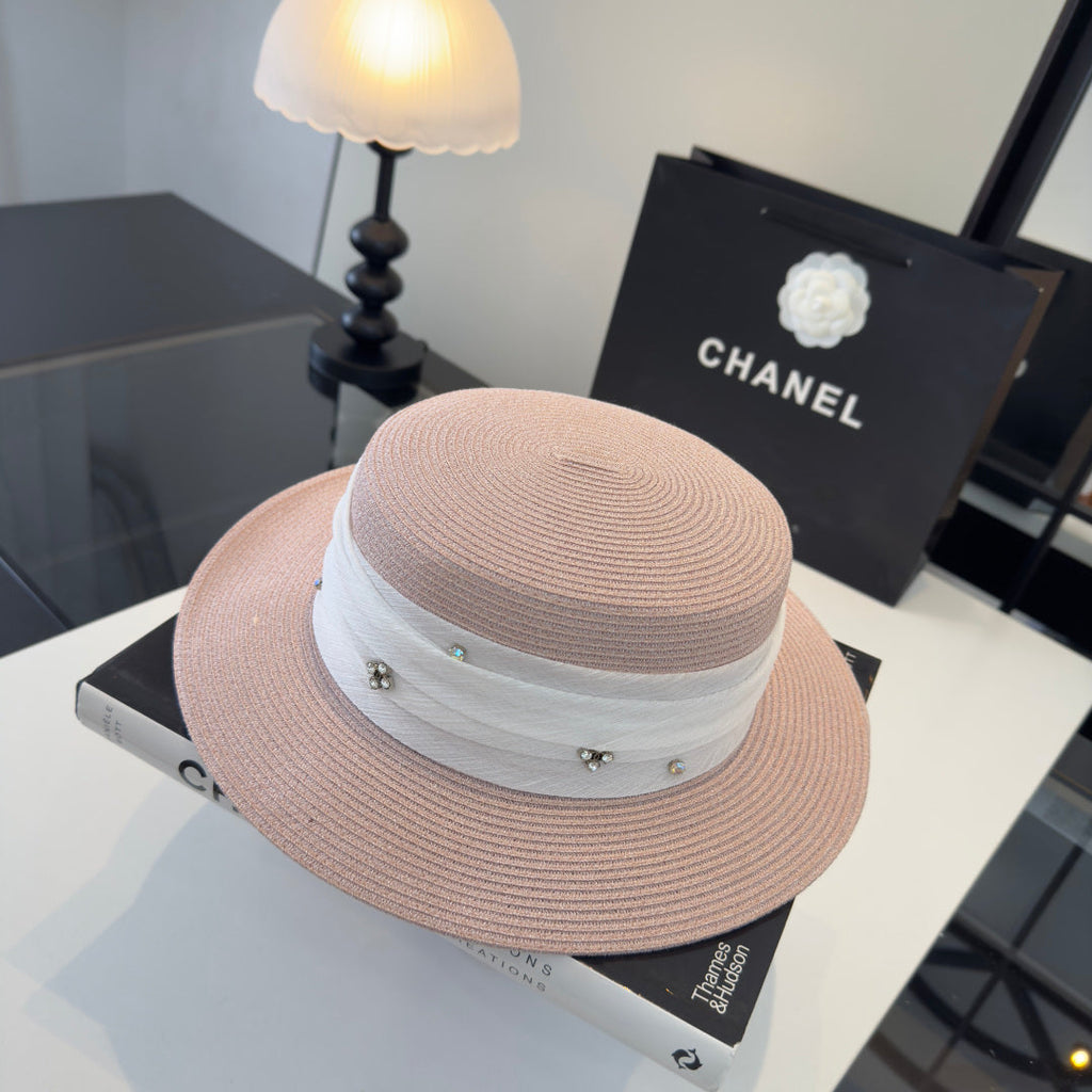 Chanel Wide Brim Hat Pink in Mesh 197603