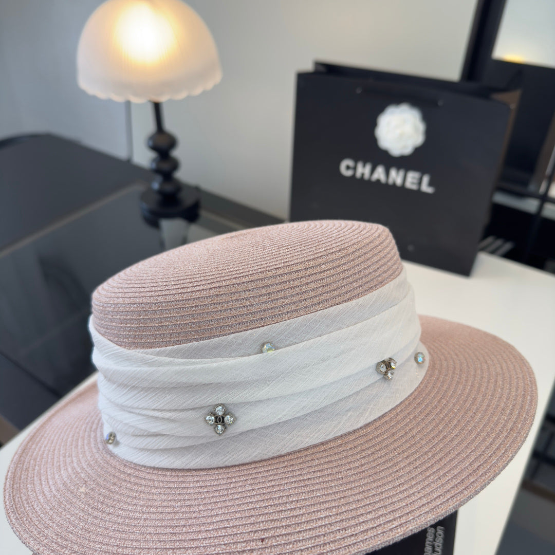Chanel Wide Brim Hat Pink in Mesh 197603