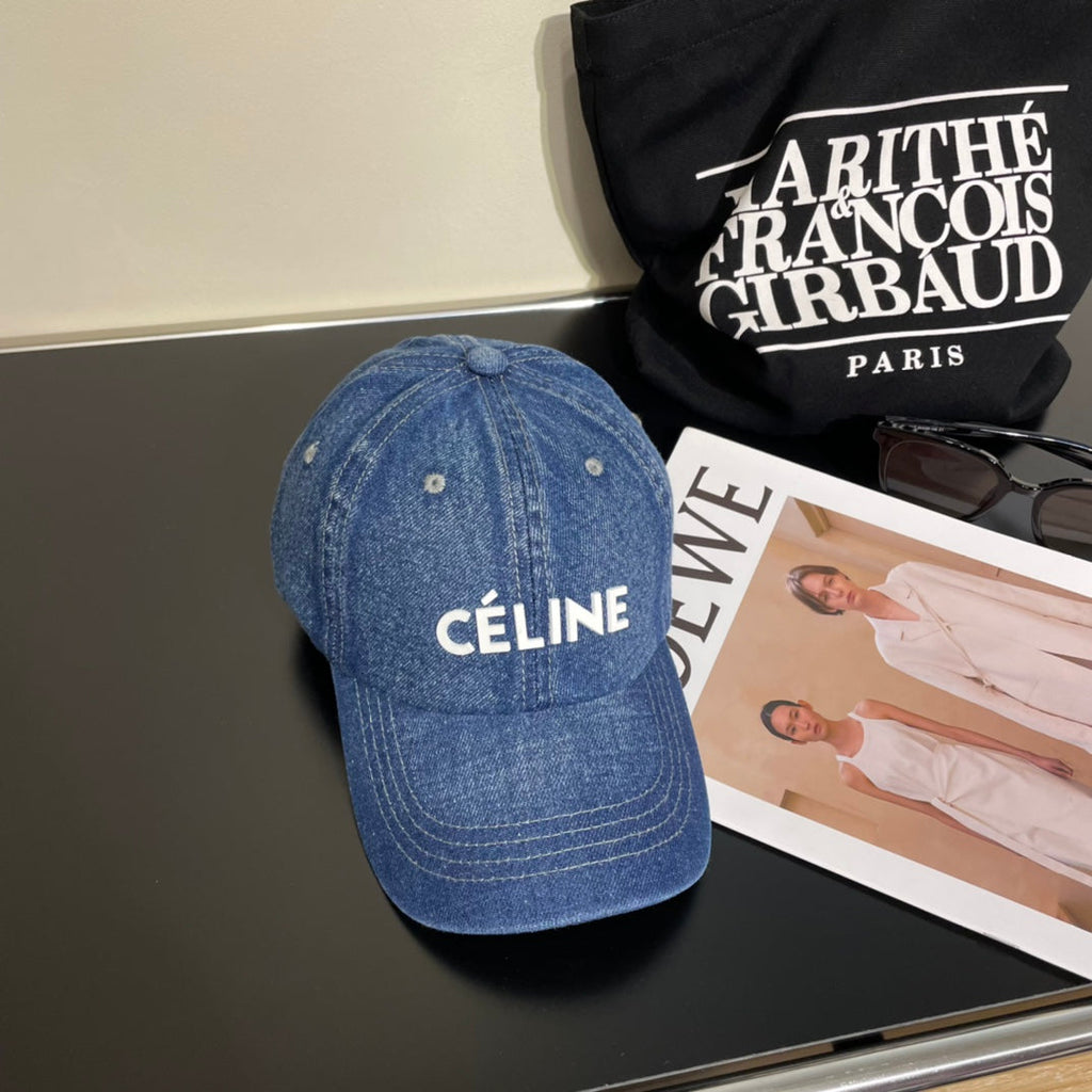 Celine Denim Baseball Cap Blue in Cotton 197972
