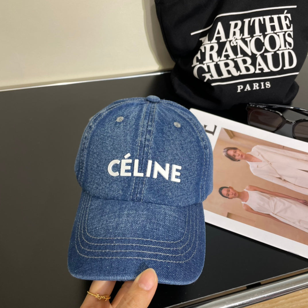 Celine Denim Baseball Cap Blue in Cotton 197972