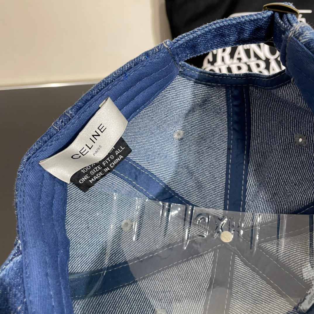 Celine Denim Baseball Cap Blue in Cotton 197972