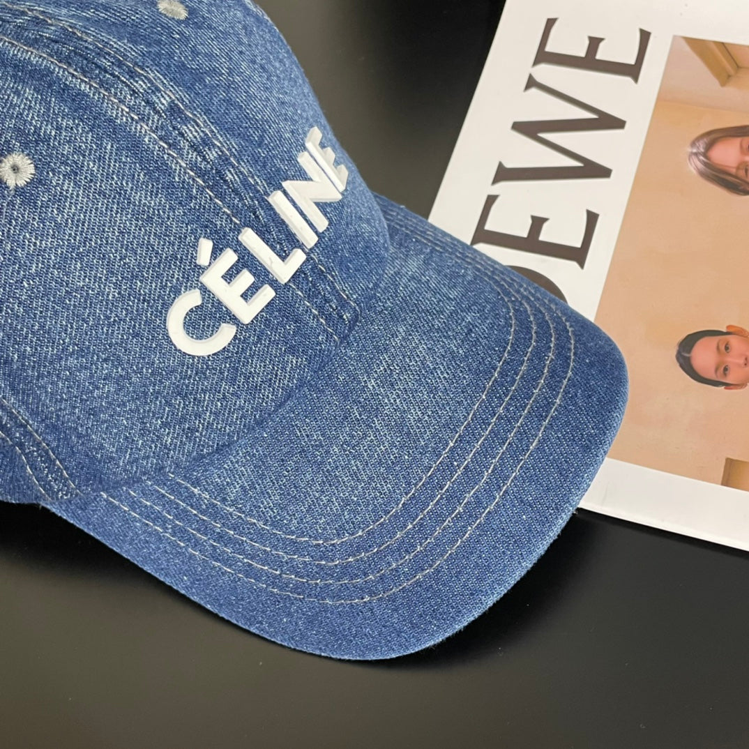 Celine Denim Baseball Cap Blue in Cotton 197972