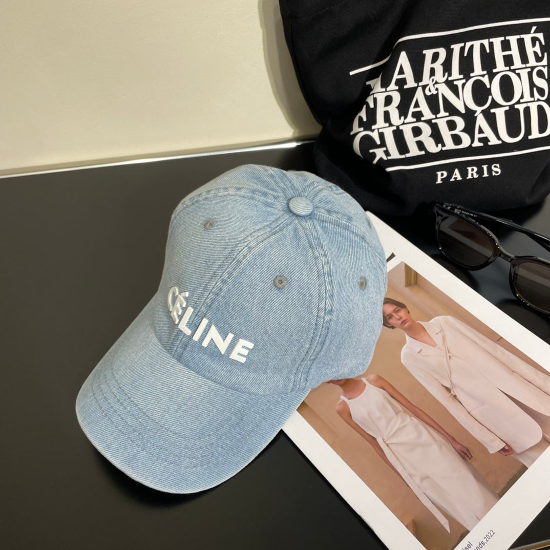Celine Denim Baseball Cap Light Blue in Cotton 197831