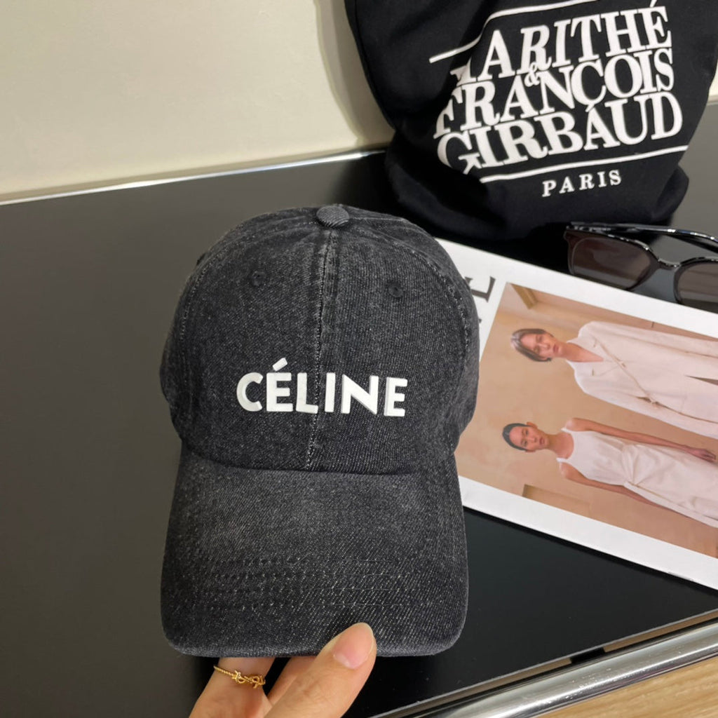 Celine Denim Baseball Cap Black in Cotton 197830