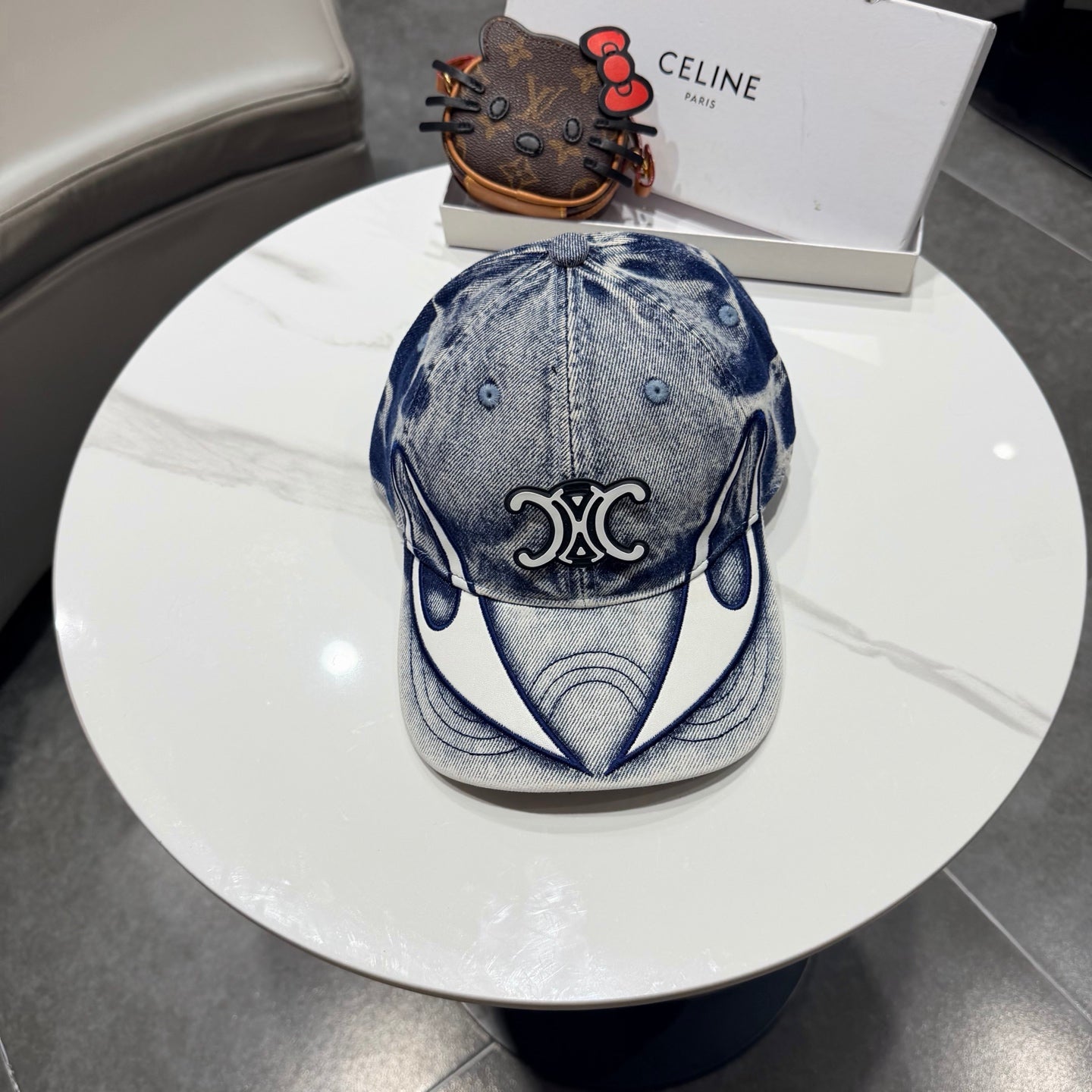 Celine Casual Trendy Baseball Cap Blue in Cotton 197666