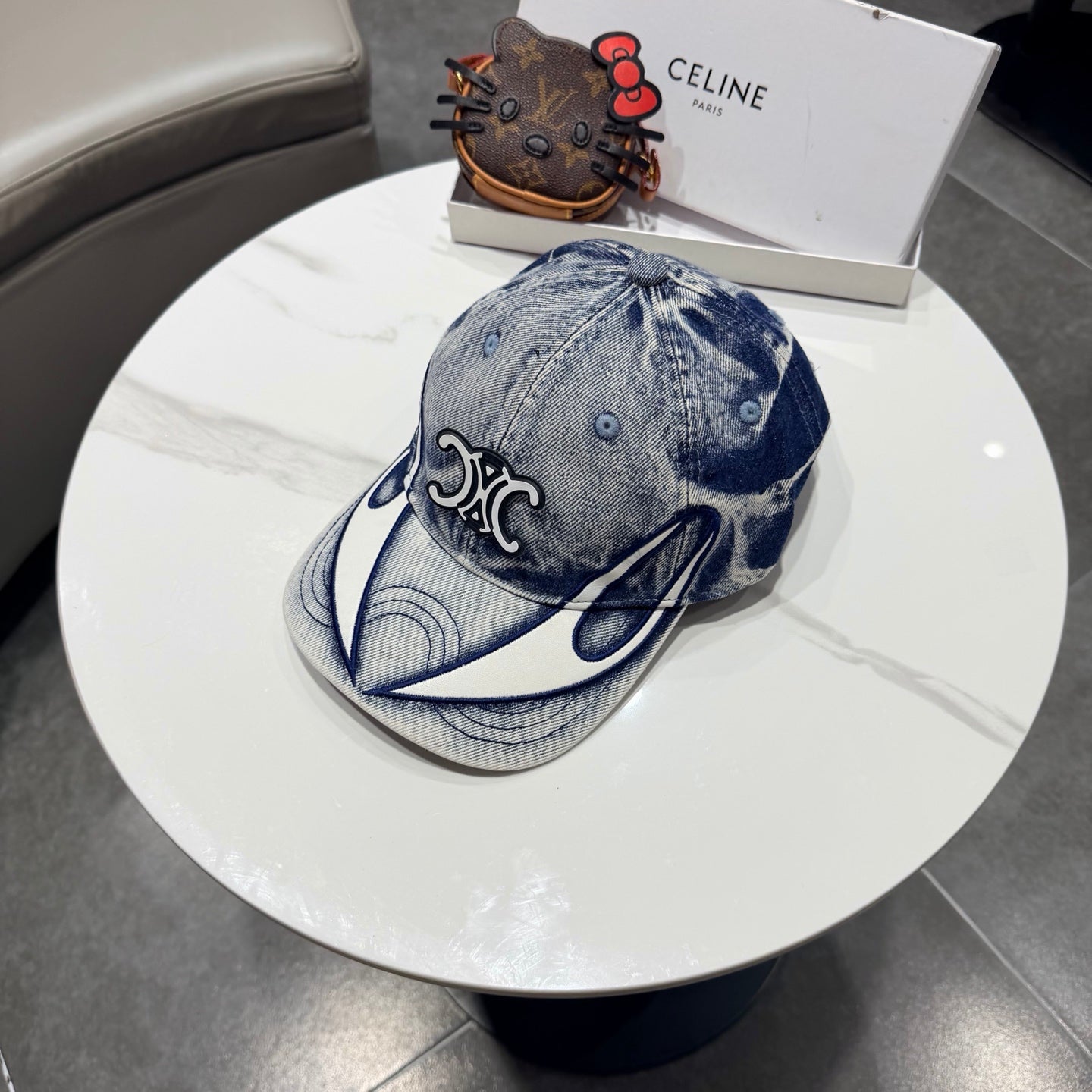 Celine Casual Trendy Baseball Cap Blue in Cotton 197666