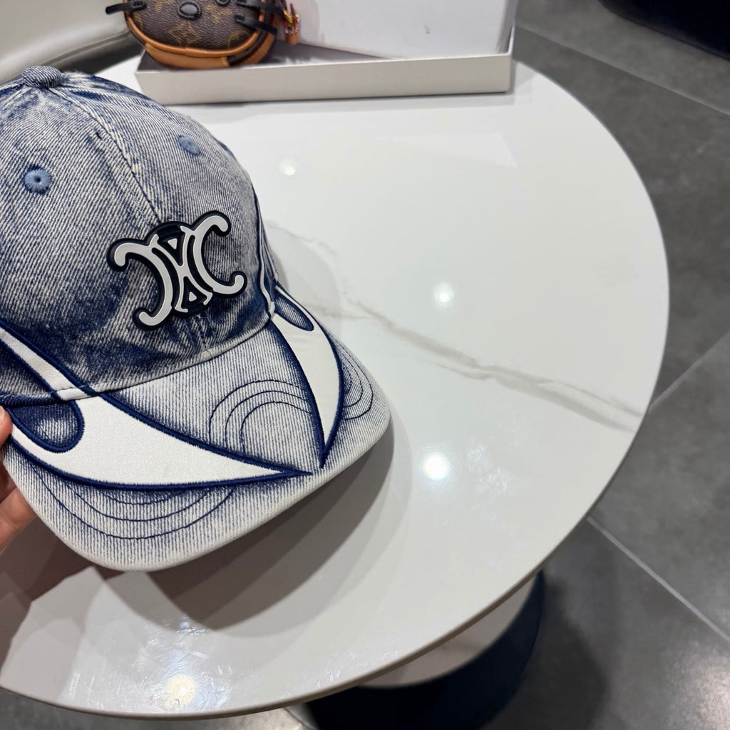 Celine Casual Trendy Baseball Cap Blue in Cotton 197666