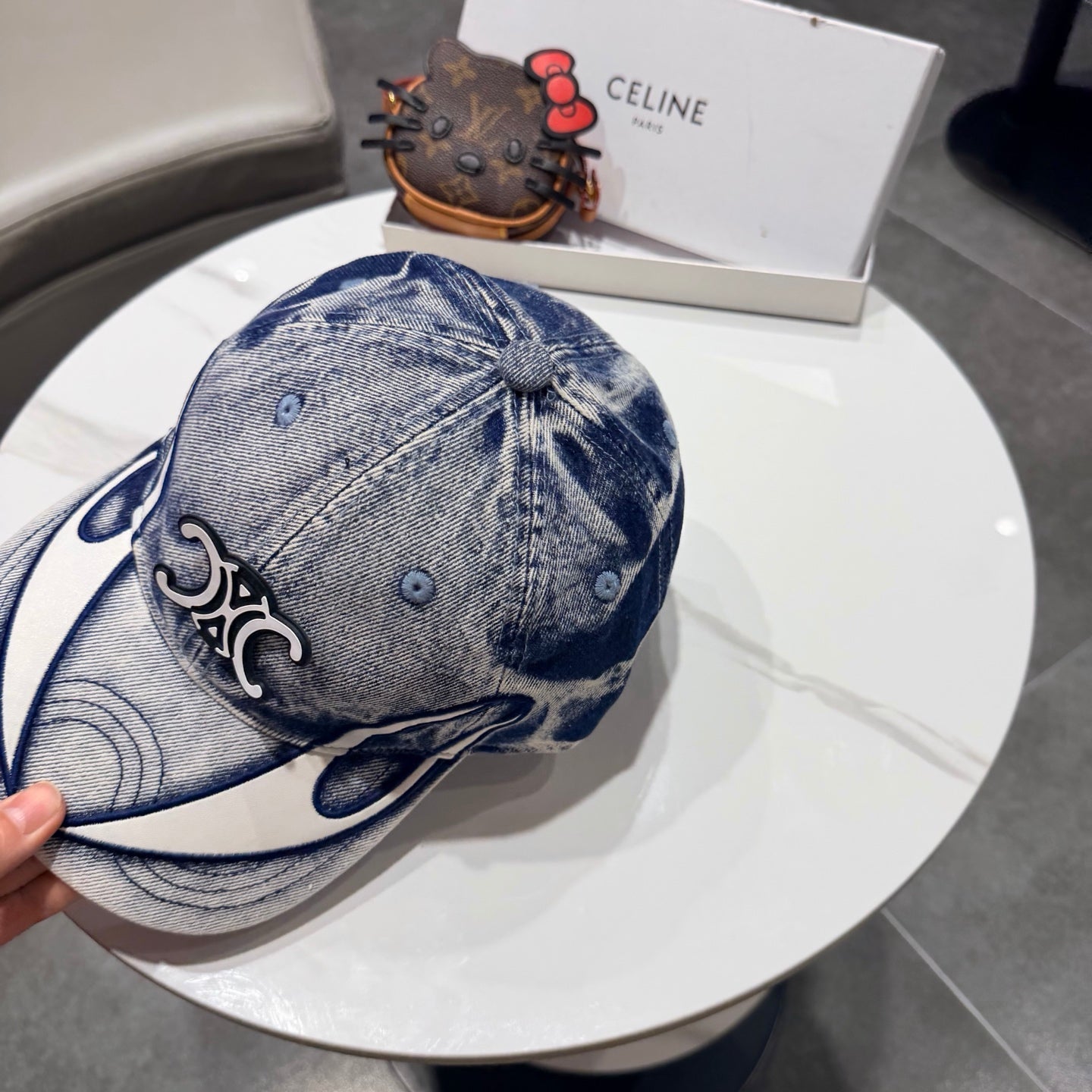 Celine Casual Trendy Baseball Cap Blue in Cotton 197666