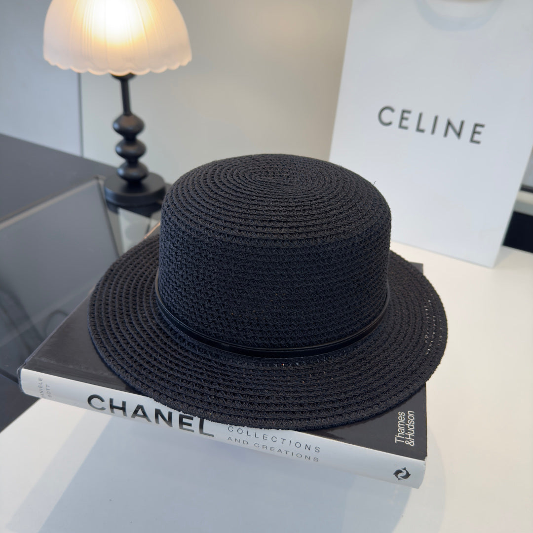 Celine Fedora Hat Black in Straw 197601