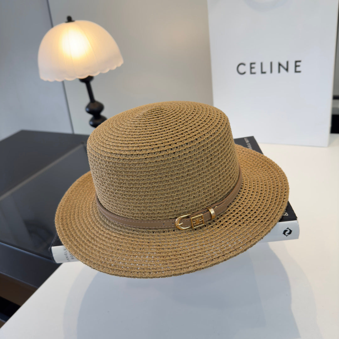 Celine Fedora Hat Camel in Straw 197600