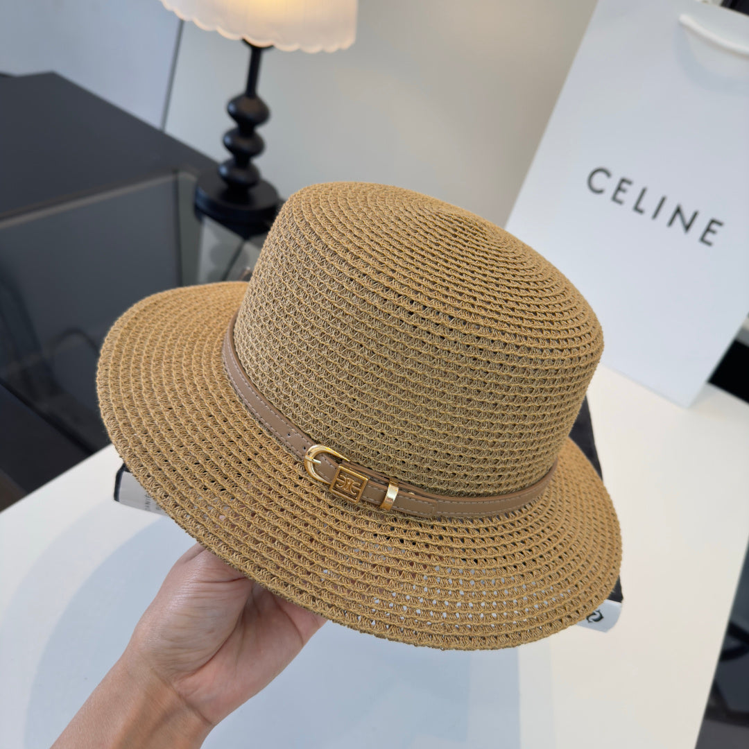 Celine Fedora Hat Camel in Straw 197600