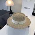 Celine Fedora Hat Salt and Pepper White in PP straw 197597