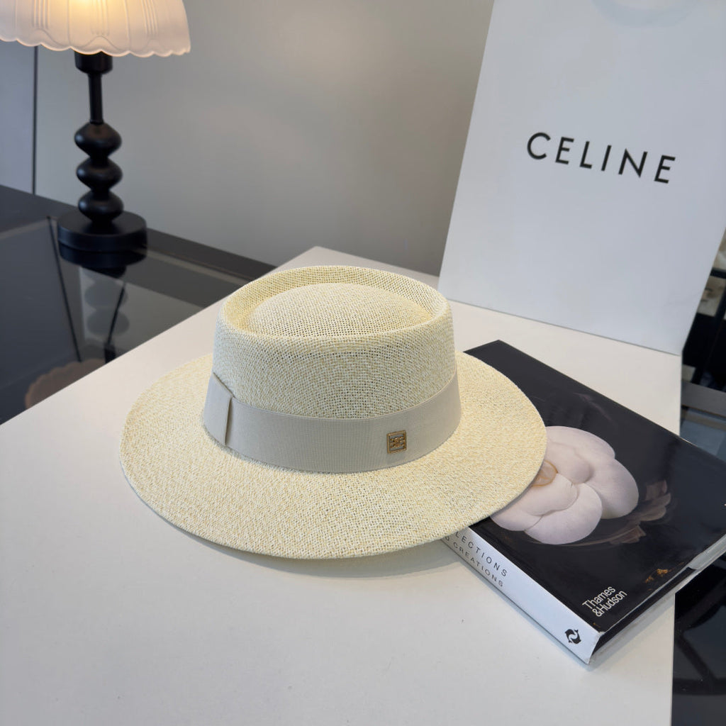 Celine Fedora Hat Cream White in PP straw 197595